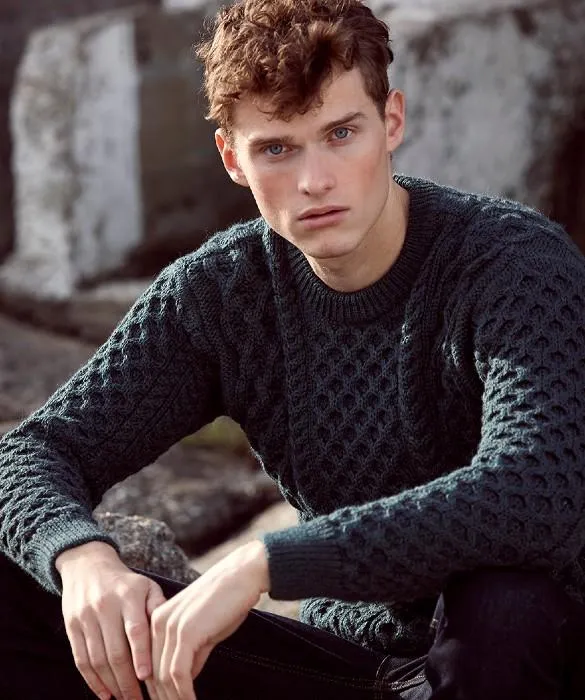  Merino Wool Evergreen Aran Sweater