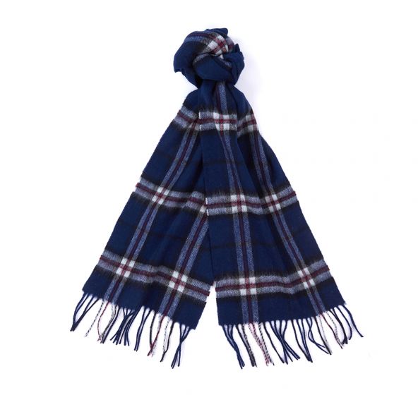 Barbour Lambswool & Cashmere New Check Navy Thompson Scarves