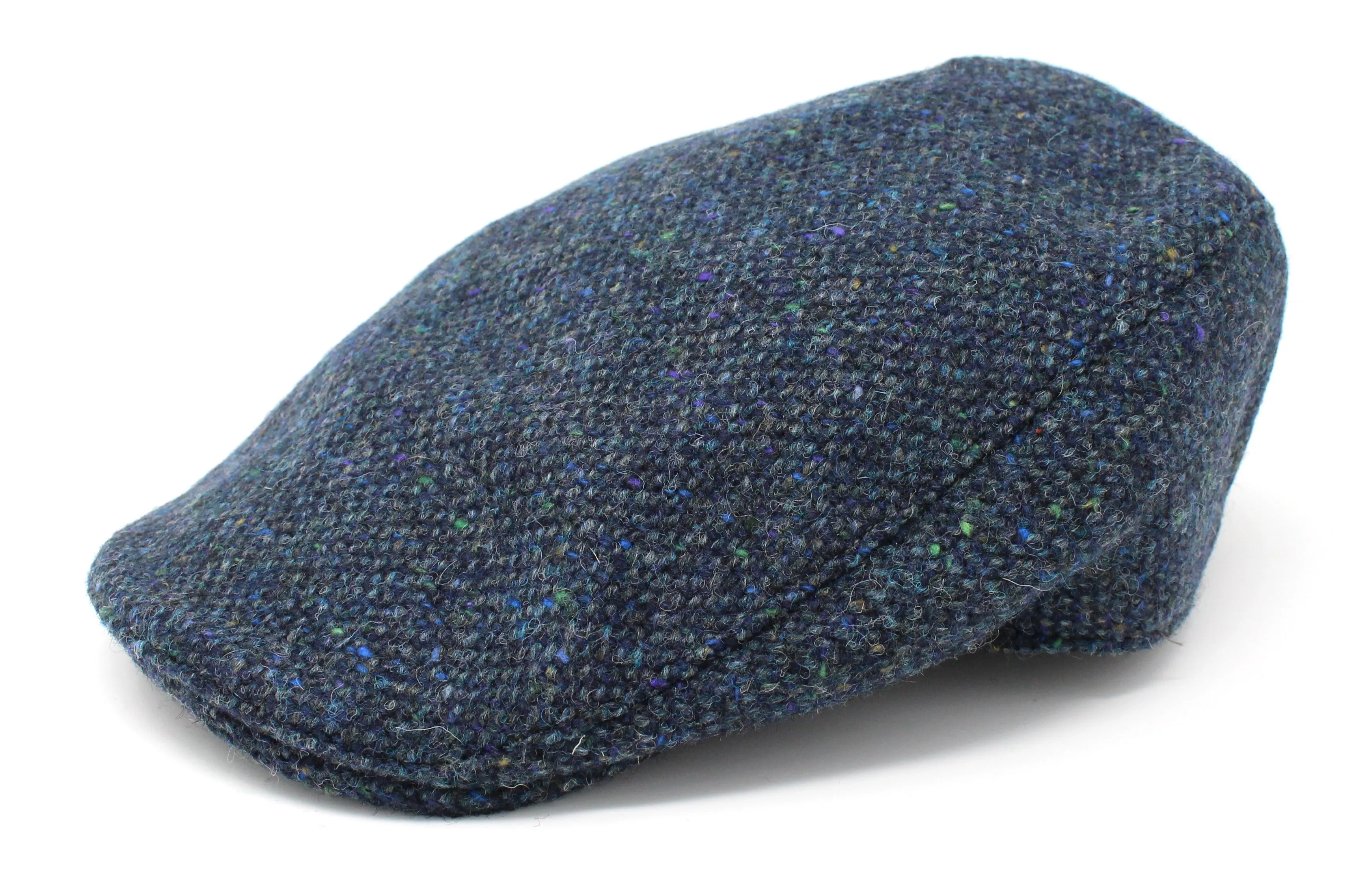 Hanna Hats Donegal Tweed cap Dark Blue salt & pepper