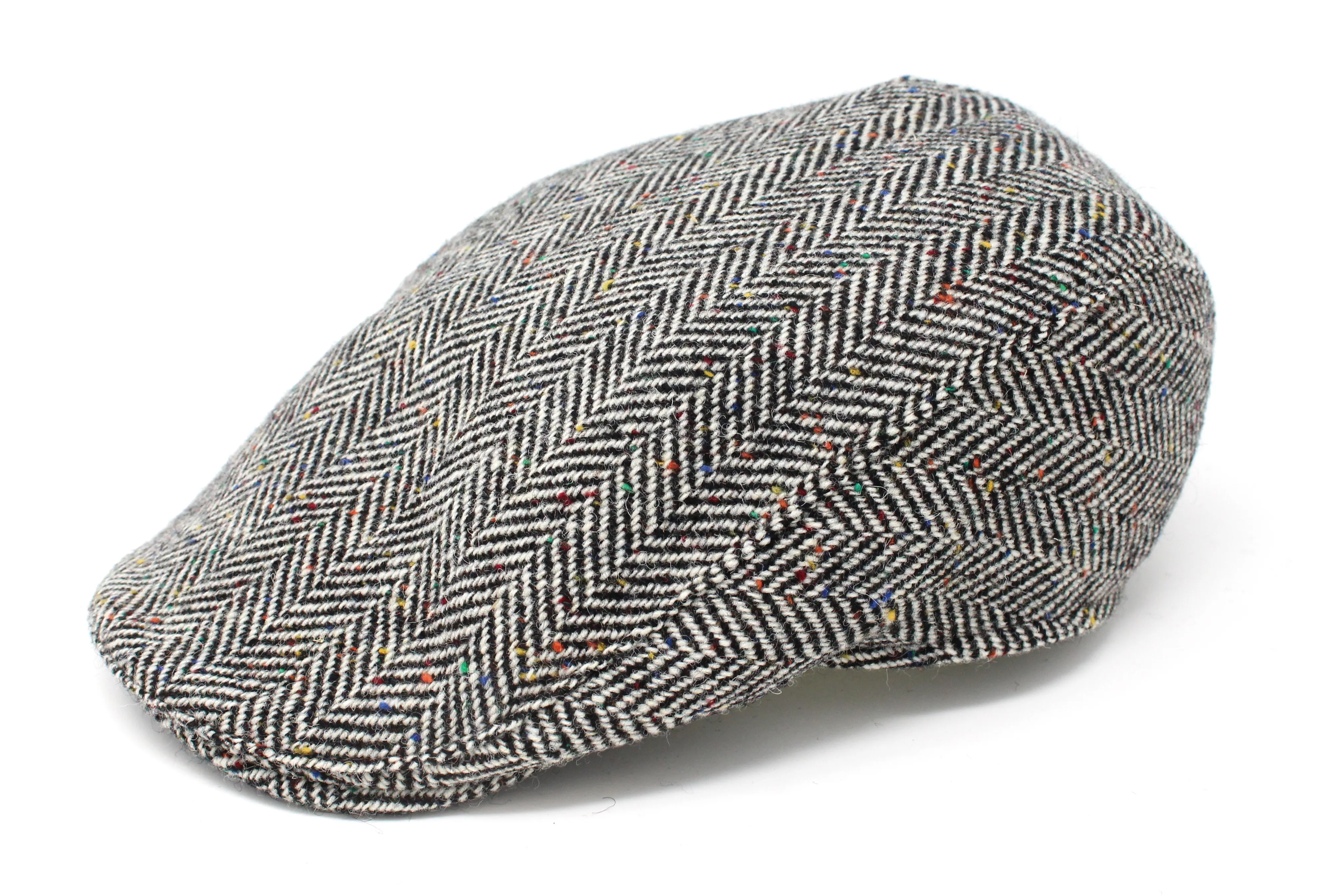 Hanna Hats Donegal Tweed Cap Grey herringbone