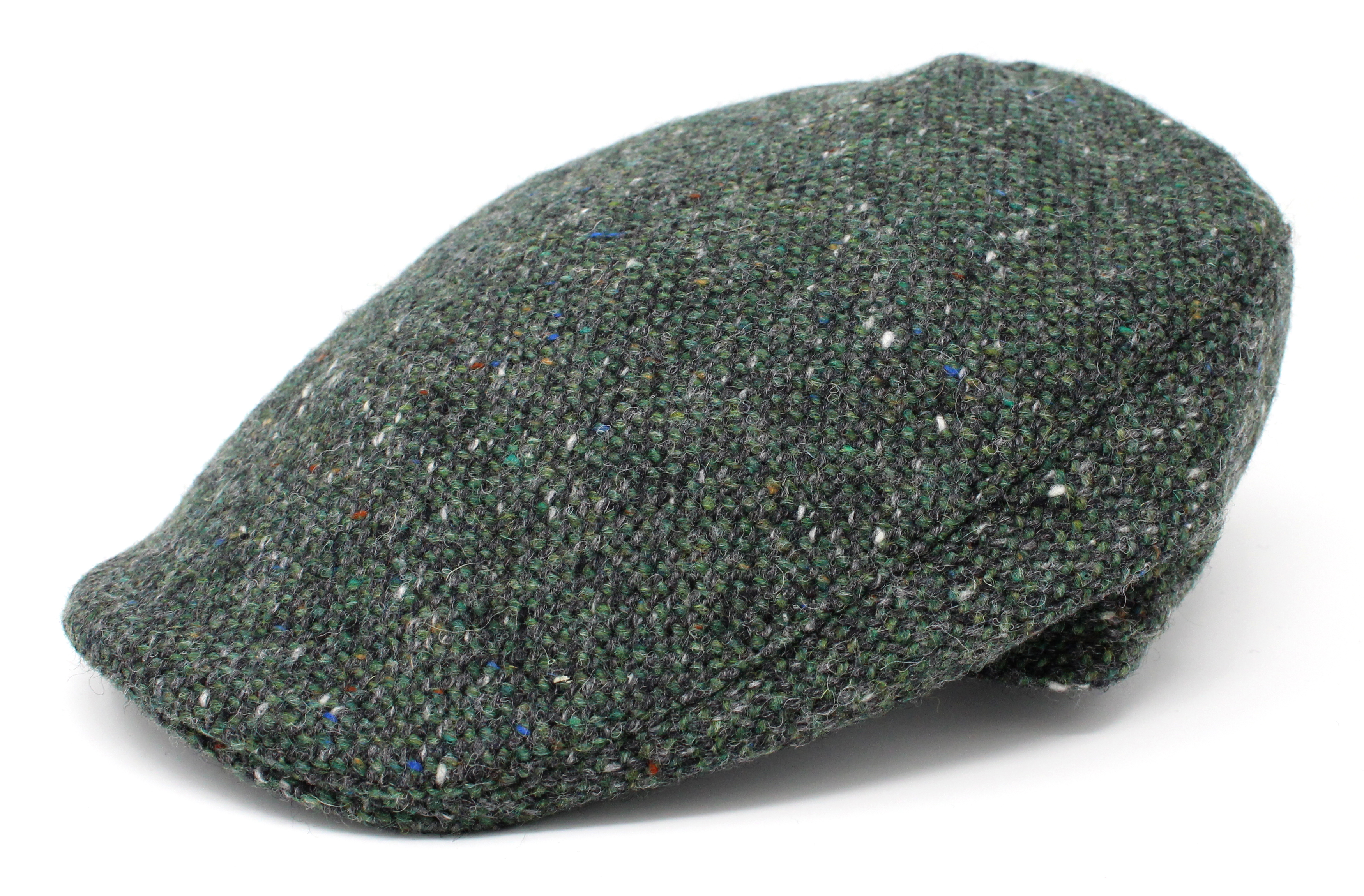 Hanna Hats Donegal Tweed Cap Green salt & pepper