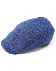 Hanna Hats Donegal Tweed Cap  Blue Herring Bone