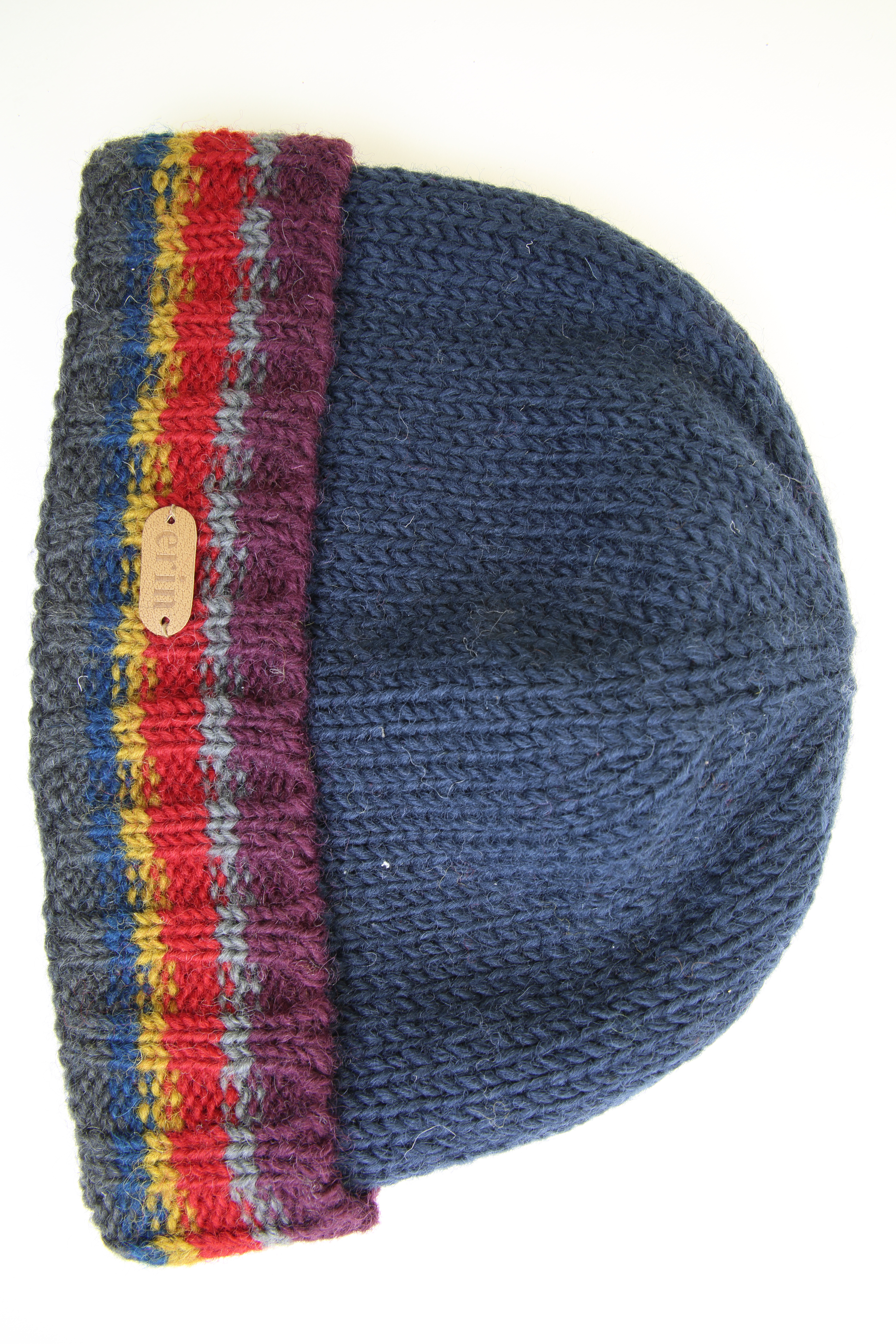 Mens Knitted Hat Turn up  Navy